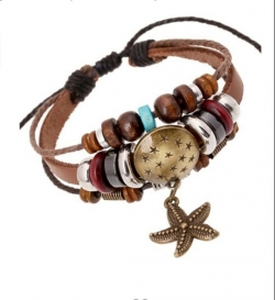 Leather bracelet with Starfish charm